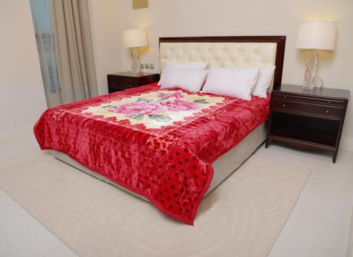 PARA JOHN Emarati Floral Red Double 2 Ply Embossed Blanket 200*240 Cm,Soft And Warm hero image