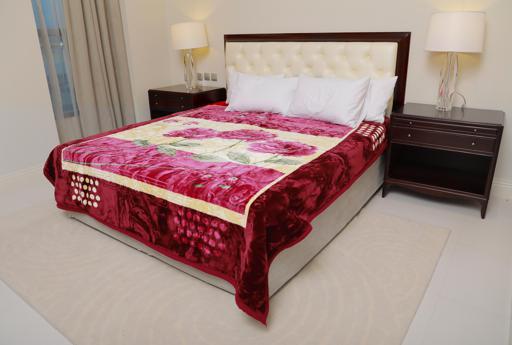 PARA JOHN Emarati Floral Maroon Double 2 Ply Embossed Blanket 200*240 Cm,Soft And Warm hero image