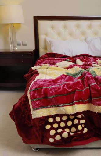 display image 3 for product PARA JOHN Emarati Floral Maroon Double 2 Ply Embossed Blanket 200*240 Cm,Soft And Warm