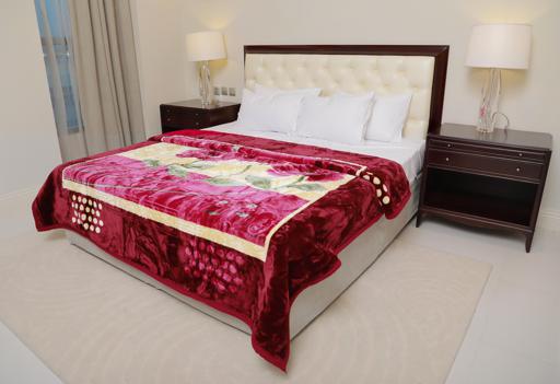 display image 4 for product PARA JOHN Emarati Floral Maroon Double 2 Ply Embossed Blanket 200*240 Cm,Soft And Warm
