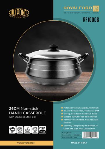 display image 9 for product 26cm Non-stick Handi Casserole, Stainless Steel Lid, RF10006 | Premium Quality Aluminium| Cool Touch Handles & Knob| Ideal for Veggies, Curry, Sweet, Meat, Seafood