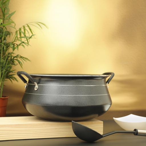 display image 2 for product 26cm Non-stick Handi Casserole, Stainless Steel Lid, RF10006 | Premium Quality Aluminium| Cool Touch Handles & Knob| Ideal for Veggies, Curry, Sweet, Meat, Seafood