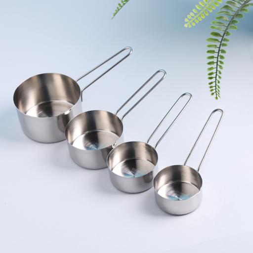 4Pcs Stainless Steel+PP Measuring Cups Spoons Kitchen Baking Cooking Tools  Set