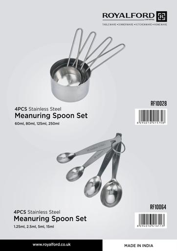 4pcs/set Silver Stainless Steel Measuring Spoon & Cup Set With Wooden  Handle