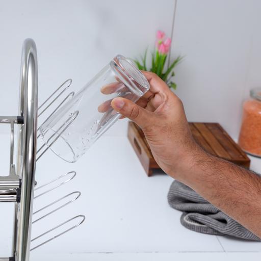 display image 4 for product Stainless Steel Dish Rack with 2 layer - Strong & Sturdy Body Large Capacity Rack with Removable Drip Tray & Non Slip Feet | Perfect to Keep Plates, Bowls, Glasses, Cups & More - Royalford 