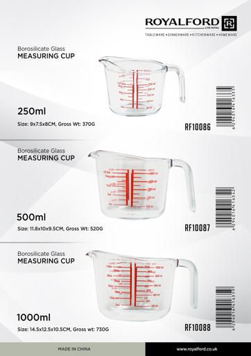 Mix N Measure Glass, Multi-Purpose Liquid and Dry Measuring Cup, 6 Units of  Measurement, Heavy Glass, Red 