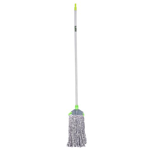 display image 0 for product Dual Colour Cotton Mop, PVC Coated Wooden Handle, RF10101 | Super Absorbent 100% Cotton Mop for All Types of Surfaces | Faster Dehydration | Durable Mop