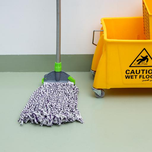 display image 2 for product Dual Colour Cotton Mop, PVC Coated Wooden Handle, RF10101 | Super Absorbent 100% Cotton Mop for All Types of Surfaces | Faster Dehydration | Durable Mop