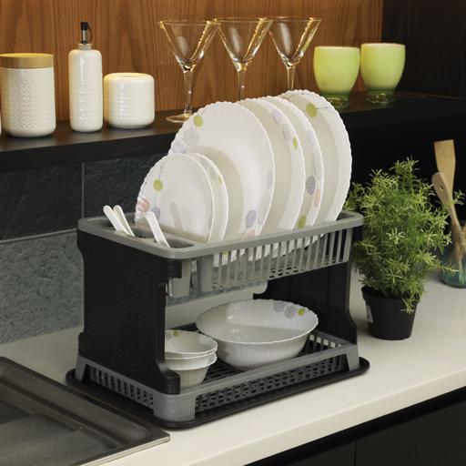 Dish Drying Rack Detachable 2 Tier Dish Rack w/ Drainboard for Kitchen  Counter