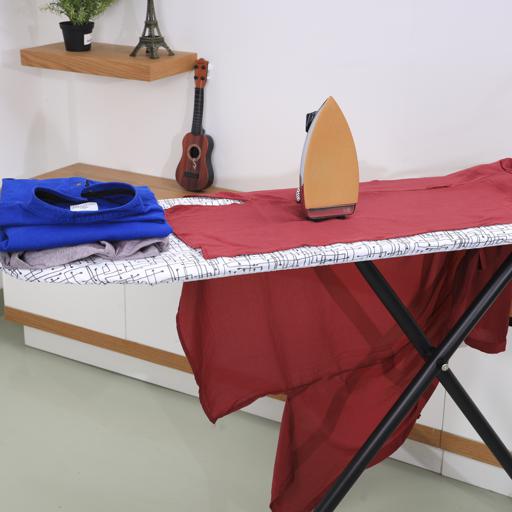 display image 3 for product Spring Ironing Board, Adjustable Height Iron Board, RF10122 | Cotton Cover with 8mm Foam Pad | Foldable Design | Home Laundry Room Or Dorm Use