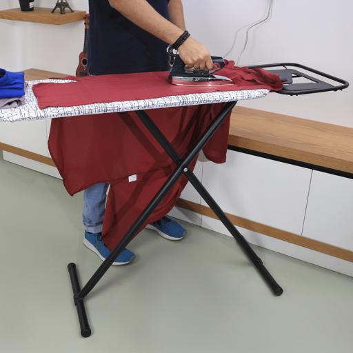 display image 2 for product Spring Ironing Board, Adjustable Height Iron Board, RF10122 | Cotton Cover with 8mm Foam Pad | Foldable Design | Home Laundry Room Or Dorm Use