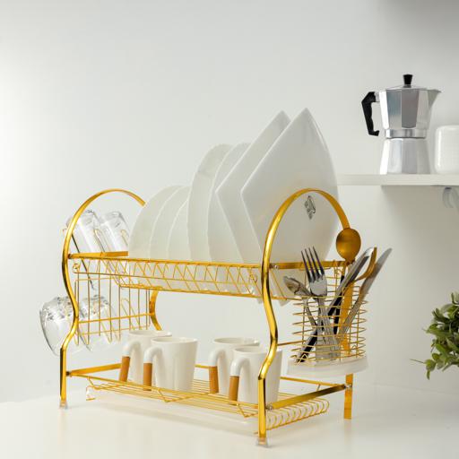STYLED SETTINGS Gold Dish Drying Rack, 2 Tier Dish Drying Rack - Large Dish  Rack and Drainboard Set, Dish Drainers for Kitchen Counter- Gold Dish Rack  with Easy…