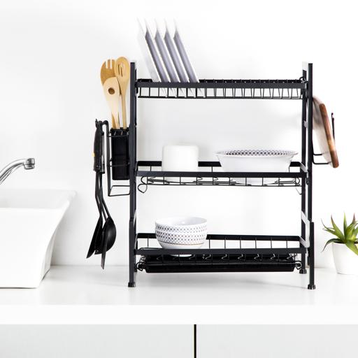 Kitchen Dish Drying Rack, Drain Rack, Kitchen Counter Rack With Cutting  Board Holder, Space Saving Dish Rack, 3 Layers And 2 Layers Kitchen Drying  Rack With Cutlery Holder, Dishes, Knives, Spoons, And