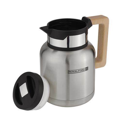 Green 1l Thermal Coffee Carafe Double Walled Thermal Carafe Thermos Pot  With Wood Handle Water Kettle Insulated Flask Tea Carafe Keeping Hot Cold