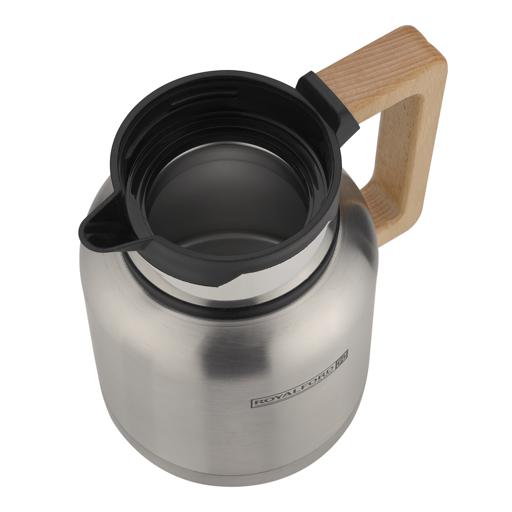 display image 7 for product Stainless Steel Vacuum Jug with Wooden Handle, 1L, RF10169 | Thermal Insulated Airpot | Keep Drinks Hot & Cold up to Hours | Portable & Leak Proof Thermal Flask