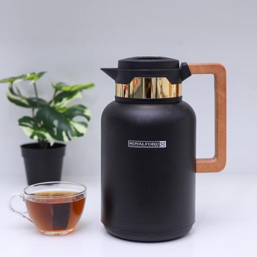 display image 3 for product Double Wall Vacuum Jug with Wooden Handle, 1L, RF10172 | Thermal Insulated Airpot | Keep Drinks Hot/ Cold | Asbestos-Free Pink Glass Inner | Portable & Leak Proof Thermal Flask