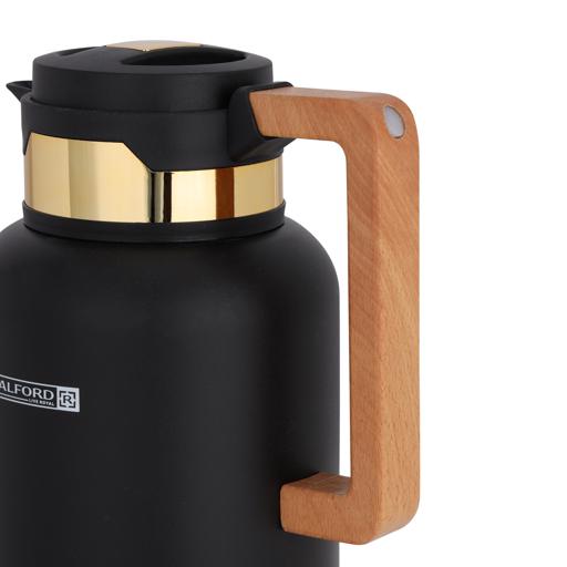 display image 6 for product Double Wall Vacuum Jug with Wooden Handle, 1L, RF10172 | Thermal Insulated Airpot | Keep Drinks Hot/ Cold | Asbestos-Free Pink Glass Inner | Portable & Leak Proof Thermal Flask