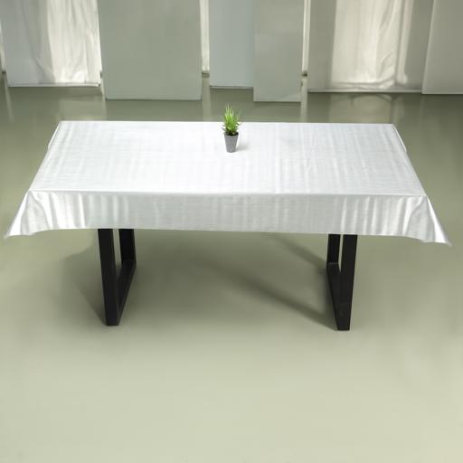 display image 4 for product Table Cloth, Brushed Metallic Sliver Finish, RF10209 | Premium Quality PVC with Polyester Backing | Table Cover for Dining Room, Kitchen, Birthday Parties, Wedding, Indoor/Outdoor