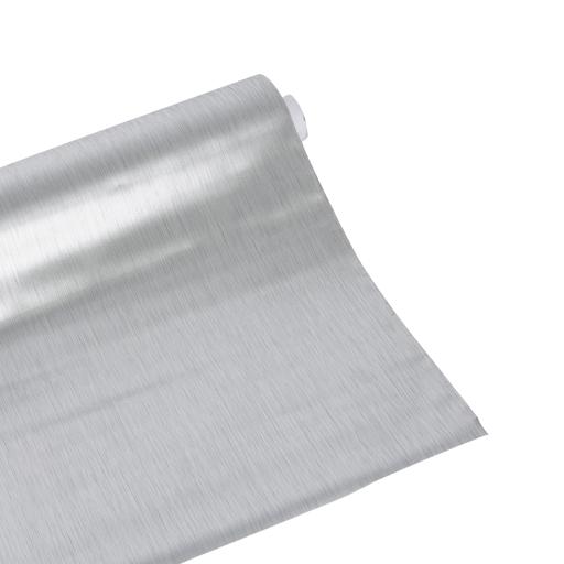 display image 10 for product Table Cloth, Brushed Metallic Sliver Finish, RF10209 | Premium Quality PVC with Polyester Backing | Table Cover for Dining Room, Kitchen, Birthday Parties, Wedding, Indoor/Outdoor