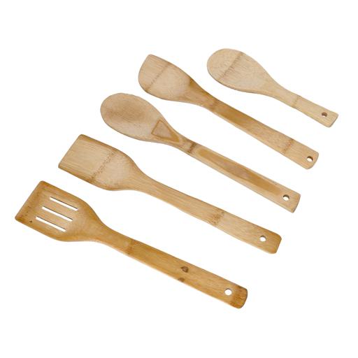 6pcs Wooden Pattern Bamboo Cooking Utensil, Beige Cooking Spatula, Spoon,  For Kitchen