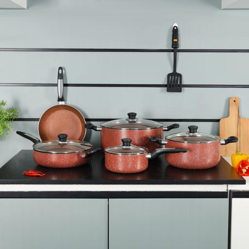 display image 1 for product Royalford 10Pcs Non Stick Cookware Set