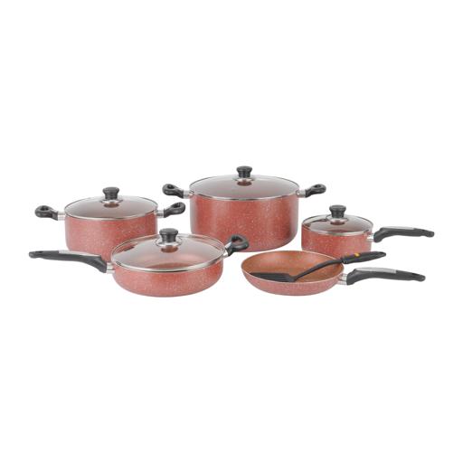 7 Piece Golden Pink Granite Cookware Set