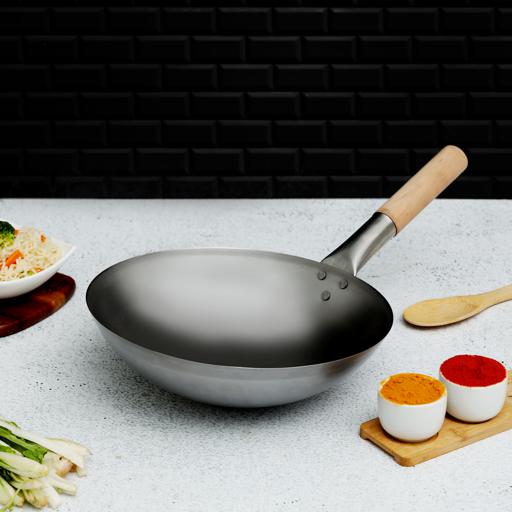 30cm Non Stick Cooking Wok Double Handle Glass Lid Deep Stir Frying Pan  Black