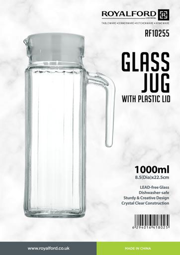 Royalford Asthray Glass Jug with Plastic Lid - 1000ML