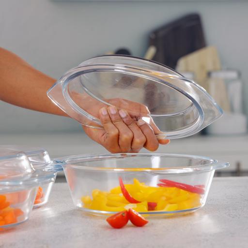 2L High Borosilicate Bakeware Microwave Oven Use Glass Baking Round Bowl  with Lid - China Glass Baking Round Bowl and Food Container Glass price
