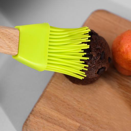 Silicone Kitchen Oil Brush Bbq Grill Basting Brush Wooden Handle