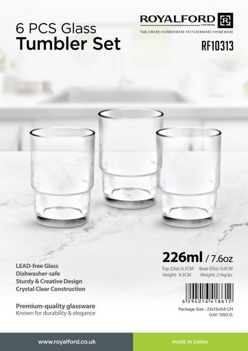 display image 8 for product 6Pcs Glass Tumbler with 226ML - 7.6Oz