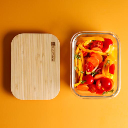 High borosilicate glass bento lunch box with silicone sleeve