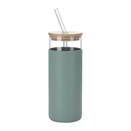 Glass Water Bottle with Bamboo Lid - Grow with the Flow by Studio