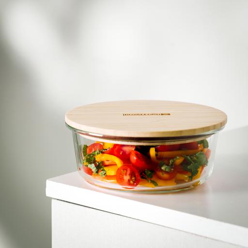Glass Food Storage Containers Bamboo Lid Airtight Meal Prep Lunch