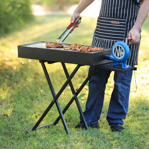 display image 9 for product Barbecue Grill Stand with Blower, RF10354 - Foldable Barbecue Charcoal Grill, Folding Tabletop Kabab Smoker Grill for Outdoor Camping, Durable Iron