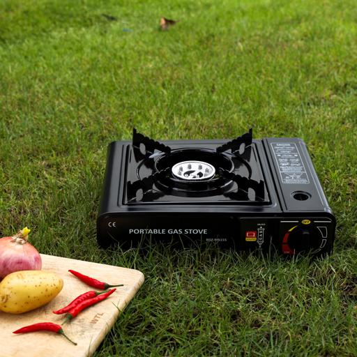 display image 1 for product Portable Gas Stove, Variable Heat Control, RF10359 | Compact Outdoor LPG Camping Cooker with Carry Bag | Piezo Ignition | Durable Iron Construction | Over-Pressure Protection