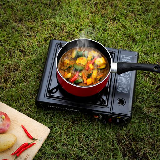 display image 3 for product Portable Gas Stove, Variable Heat Control, RF10359 | Compact Outdoor LPG Camping Cooker with Carry Bag | Piezo Ignition | Durable Iron Construction | Over-Pressure Protection