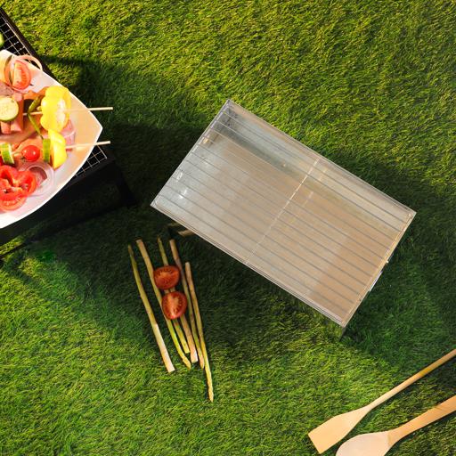 display image 5 for product Barbeque Stand with Grill, Iron Construction, RF10364 - Charcoal Grill, Premium-Quality Material, Folding Tabletop Kabab Smoker Grill for Outdoor Camping