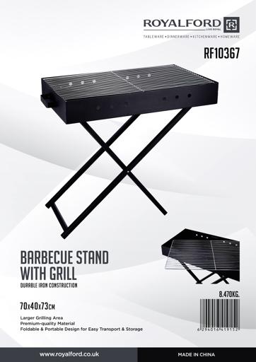 display image 9 for product Barbeque Stand with Grill, Iron Construction, RF10367 | Patio, Garden Barbecue Grill with Foldable Design | Charcoal Kabab Smoker Grill for Outdoor Camping