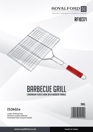 display image 15 for product Barbeque Grill, Chromium Plated Iron Construction, RF10371 | Folding Portable BBQ Grill Basket for Fish, Vegetables, Shrimp with Removable Heat Resistant Wooden Handle