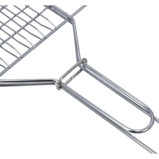 display image 12 for product Barbeque Grill, Chromium Plated Iron Construction, RF10371 | Folding Portable BBQ Grill Basket for Fish, Vegetables, Shrimp with Removable Heat Resistant Wooden Handle