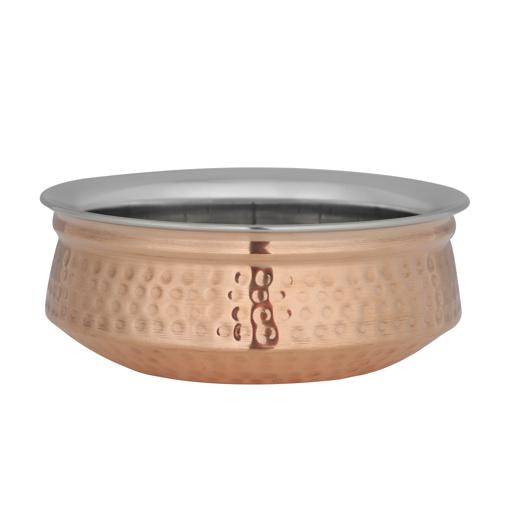 display image 0 for product Cooper Steel Serving Handi, RF10393 | Copper Stainless Steel Hammered Handi | Indian Serving Bowl | Indian Dishes Serve ware for Vegetable and Curries