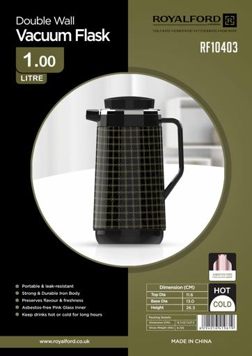 display image 10 for product Double Wall Vacuum Flask, 1L Thermos with Lid, RF10403 | Thermal Insulated Airpot | Keep Drinks Hot/ Cold | Asbestos-Free Pink Glass Inner | Portable & Leak Proof Thermal Flask