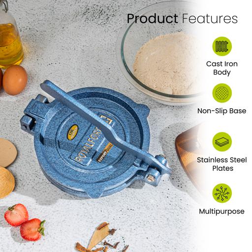 display image 6 for product Chapati Press, 20cm Stainless Steel Plate, RF10408 | Heavy Cast Iron Body | Indian Roti/ Chapati Press for Tortilla, Roti, Chapati