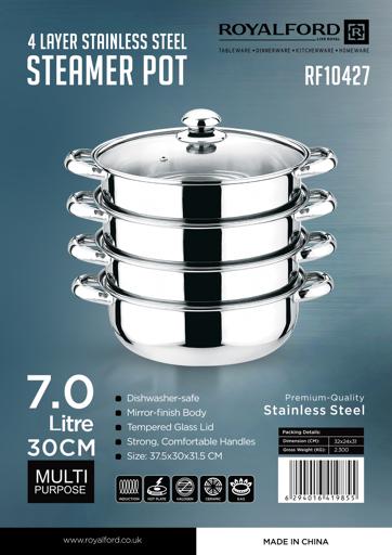 3 Tier Stainless Steel Induction Steamer Cooker Pot Set Glass Lid