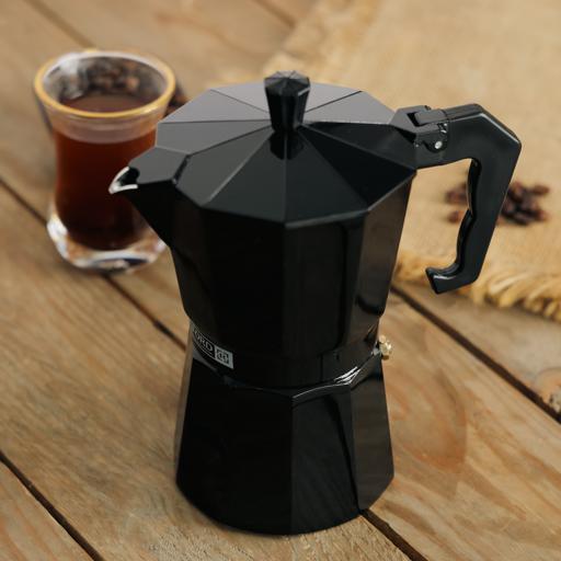 display image 1 for product Espresso Coffee Maker, Aluminium Coffee Maker, RF10438 | Polymer Stay Cool Handle and Knob | Can Be Used on Any Gas Stove or Electric Stove Top | 150ml Capacity