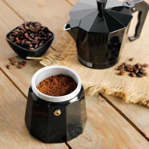 display image 4 for product Espresso Coffee Maker, Aluminium Coffee Maker, RF10438 | Polymer Stay Cool Handle and Knob | Can Be Used on Any Gas Stove or Electric Stove Top | 150ml Capacity