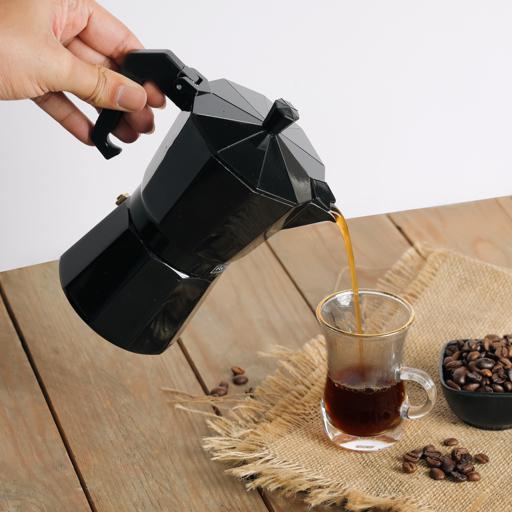 display image 2 for product Espresso Coffee Maker, Aluminium Coffee Maker, RF10438 | Polymer Stay Cool Handle and Knob | Can Be Used on Any Gas Stove or Electric Stove Top | 150ml Capacity