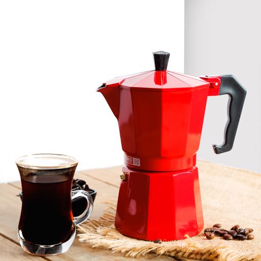display image 1 for product Espresso Coffee Maker, Aluminium Coffee Maker, RF10440 | Polymer Stay Cool Handle and Knob | Can Be Used on Any Gas Stove or Electric Stove Top | 450ml Capacity
