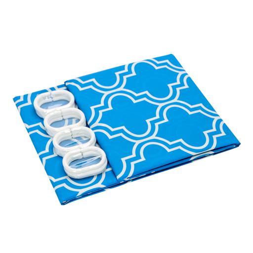 display image 1 for product Shower Curtain, Water Repellent Fabric, RF10458 | Odourless and Chlorine Free Bathroom Decor with Hooks | Multi-Purpose | Ideal for Home, Guest Room, Hotel Bathroom
